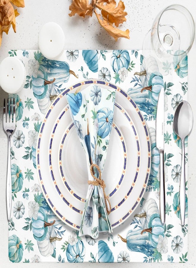 IANFEPH 100PCS Fall Paper Napkins Blue Thanksgiving Napkins 3 Ply Disposable Blue Pumpkin Napkin Decorative Fall Paper Guest Towels for Bathroom Kitchen Autumn Harvest Party Supplies Wedding - Image 4